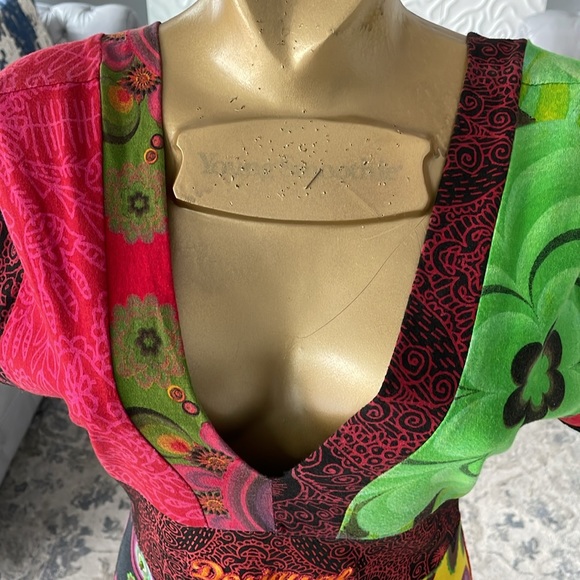 Desigual Women’s Multicolor A-line Short Sleeve Dress Size Small - Picture 4 of 14
